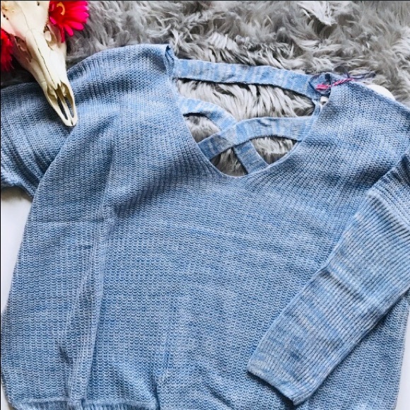 Periwinkle Blue Cross Back Sweater - Picture 8 of 8